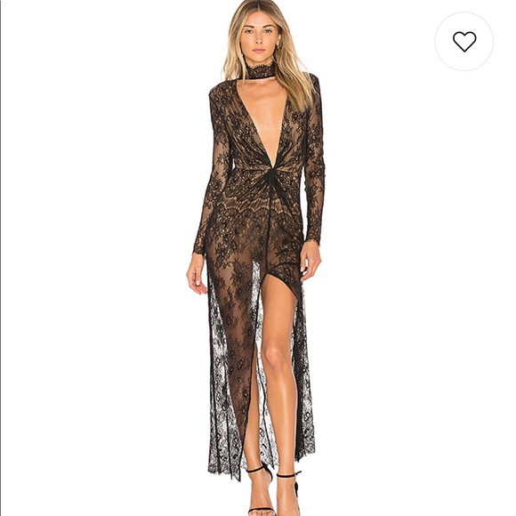 majorelle black lace dress MAJORELLE Sienna Lace Gown in Black